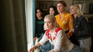 Anne-Marie Duff, Sarah Greene, Eve Hewson, Sharon Horgan and Eva Birthistle in "Bad Sisters," premiering November 13, 2024 on Apple TV+ (Credit: Apple)