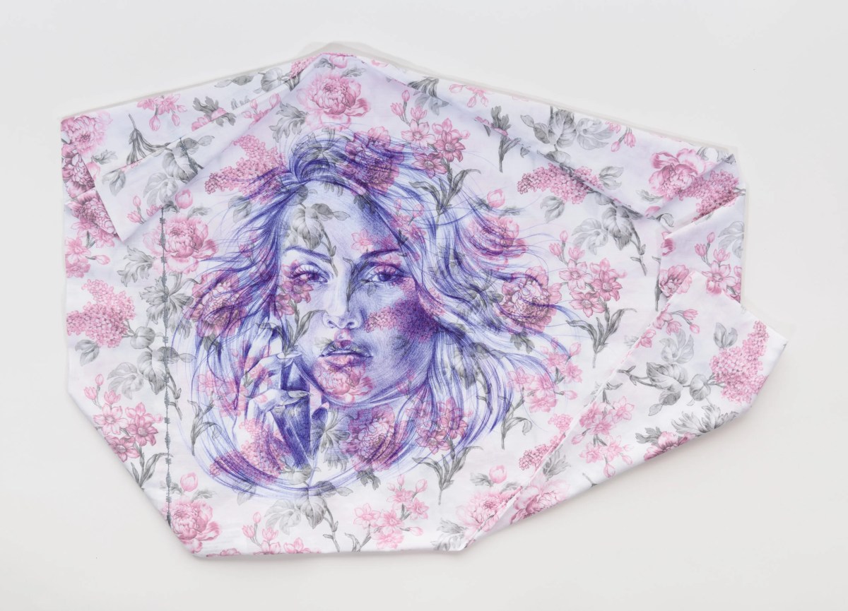 Selena Gomez “Jessi” ( 2024) ballpoint pen on found pillowcase