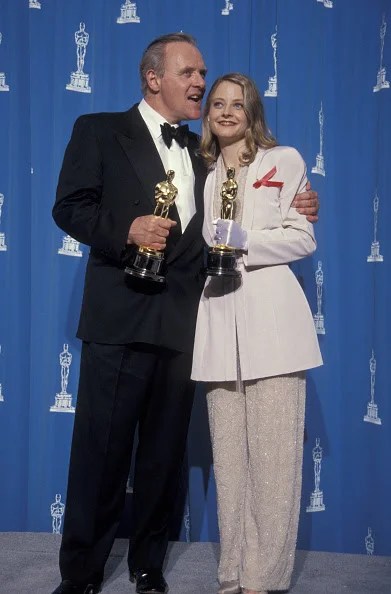 Anthony Hopkins and Jodie Foster at the 1992 Academy Awards. Source: Getty