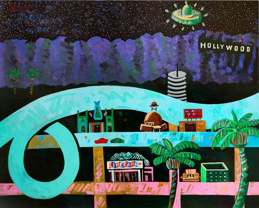 Frank Romero, Saucers Seen Over Hollywood. Source: Luis De Jesus Los Angeles