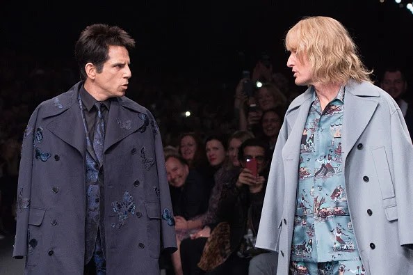 Zoolander stars Ben Stiller (L) and Owen Wilson (R) walk the runway during the Valentino show as part of the Paris Fashion Week Womenswear Fall/Winter 2015/2016. Source: Getty